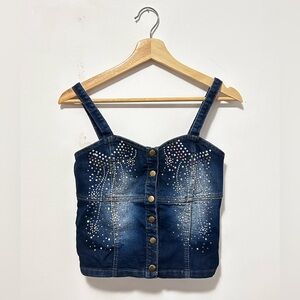 y2k denim corset top